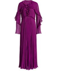 Alberta Ferretti - Ruffled Pleated Midi Dress - Lyst