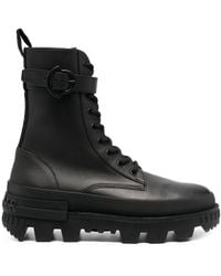 Moncler - Calf Leather Lace-up Boots - Lyst