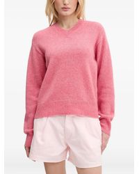 HUGO - Jersey con logo en intarsia y cuello en V - Lyst