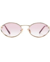 Miu Miu - Logo-Plaque Oval-Frame Sunglasses - Lyst