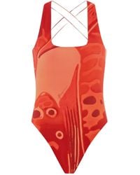 Ferragamo - Fish-Print Swimsuit - Lyst