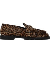 Pinko - Leopard-Print Tassel Loafers - Lyst
