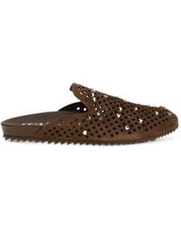 Pedro Garcia - Braidy Crystal-Embellished Perforated Falt Sandals - Lyst