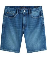 Tommy Hilfiger - Short Droit En Jean Denton À Patch Logo - Lyst