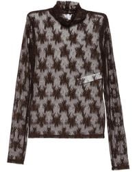Imperial - Floral-Lace Roll-Neck Top - Lyst