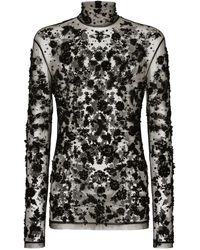Dolce & Gabbana - Top de tul con cuello alto - Lyst