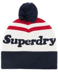 Superdry - Pompom-Detail Striped Beanie - Lyst