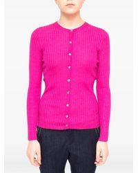 LA ROSE - Ribbed Cashmere Cardigan - Lyst