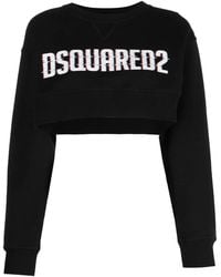DSquared² - Logo-Print Cropped Sweatshirt - Lyst
