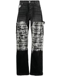 Amiri - Tweed-Panelling Distressed Jeans - Lyst