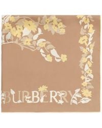 Burberry - Floral Knight Silk Scarf - Lyst