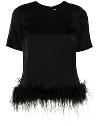 Twinset - Feather-Trim Satin Blouse - Lyst