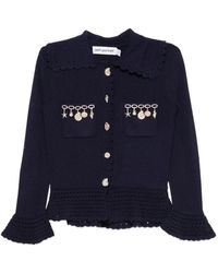 Self-Portrait - Charm-Detail Scalloped-Trim Cardigan - Lyst