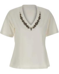 Elena Miro - T-Shirt Con Scollo A V - Lyst