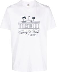 Sporty & Rich - Logo-Print Cotton T-Shirt - Lyst