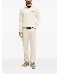 GANT - Logo-Embroidered Quarter-Zip Sweater - Lyst