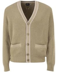 BOSS - Ribbed-Knit Cardigan - Lyst