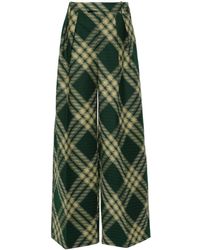 Burberry - Check Trousers With Pleat-detail - Lyst