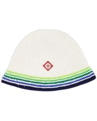 CASABLANCA - Crochet-Knit Striped Bucket Hat - Lyst