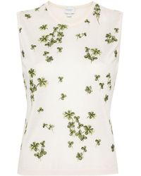 Giambattista Valli - Leaf Emboridered Cashmere Silk Knit Tank Top - Lyst