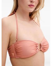 Guess - Ruched Ring-Detail Bikini Top - Lyst