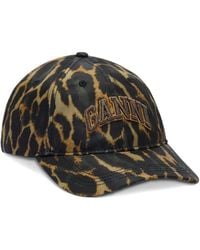 Ganni - Leopard-Print Baseball Cap - Lyst