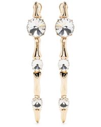 Area - Long Bone Crystal Embellished Drop Earrings - Lyst
