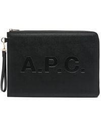 A.P.C. - Bolso de mano con logo en relieve - Lyst