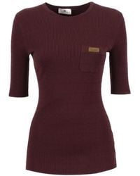 Elisabetta Franchi - Ribbed Logo-Plaque Sweater - Lyst