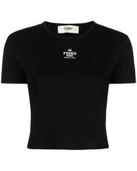 Fendi - Logo Cotton T-Shirt - Lyst