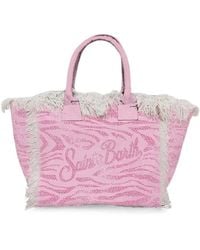 MC2 Saint Barth - Vanity Zebra-Print Fringed-Trim Tote Bag - Lyst