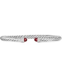 David Yurman - Sterling Cablespira Garnet And Diamond Bracelet (4Mm) - Lyst