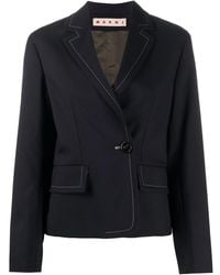 Marni Blazer estilo boxy con costuras en contraste - Azul