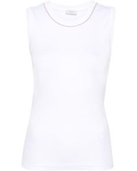 Peserico - Bead-embellished Fine-ribbed Top - Lyst
