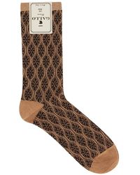 Gallo - Geometric-Pattern Metallic-Thread Socks - Lyst