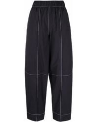 Ganni - Pantalones rectos con costuras en contraste - Lyst