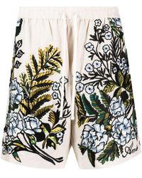 Amiri - Floral-embroidered Linen Track Shorts - Lyst