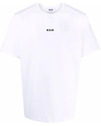 MSGM - Cotton T-Shirt With Front Printed Logo - Lyst