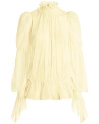 Genny - Blouse Volantée À Col Montant - Lyst