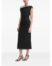 DKNY - Draped One-Shoulder Midi Dress - Lyst