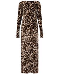 Marina Rinaldi - Leopard-Print Long-Sleeve Maxi Dress - Lyst