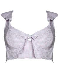 Natasha Zinko - Check-Print Deconstructed Cotton Bra - Lyst