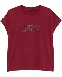 KARL LAGERFELD - Rhinestone-Logo T-Shirt - Lyst
