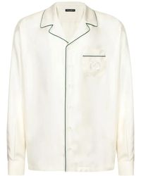 Dolce & Gabbana - Embroidered-Logo Silk-Twill Shirt - Lyst