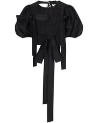 Cecilie Bahnsen - Floral-Jacquard Puff-Sleeve Top - Lyst