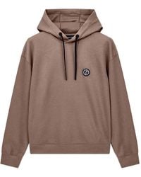 Giorgio Armani - Logo-Patch Drawstring Hoodie - Lyst