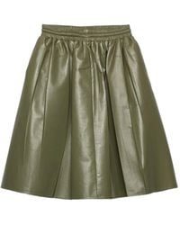 Prada - Pleated Nappa Leather Skirt - Lyst