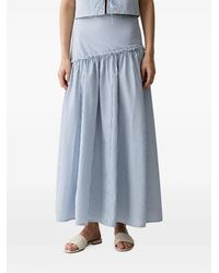 Benetton - Striped Asymmetrical-Waist Ruffled Maxi Skirt - Lyst