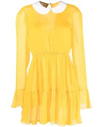 Gucci - Yellow Chiffon Dress With Collar - Lyst