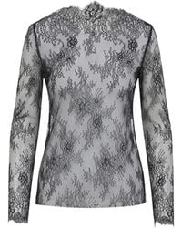 Alberta Ferretti - Floral-Lace Long-Sleeve Top - Lyst